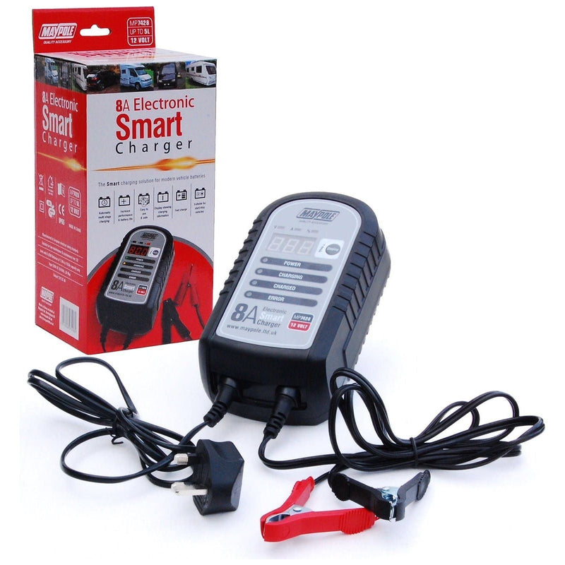 Maypole 7428 8A 12V Car Bike Caravan Van Electronic Smart Battery Charger - Maypole - My Roof Bars