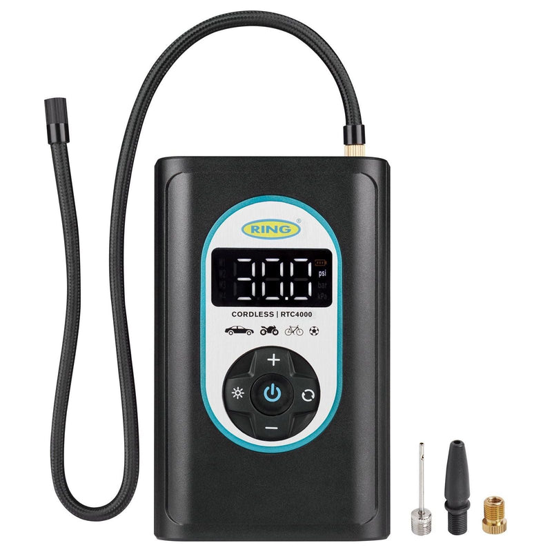 Ring Automotive RTC4000 cordless tyre inflator air compressor car pump. Recharge - Ring Automotive - My Roof Bars