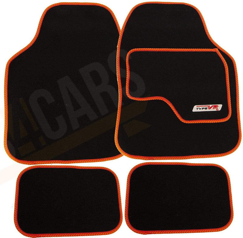 Sakura VR Orange Embroidered Edging Car Mat Set (Front & Rear) Universal