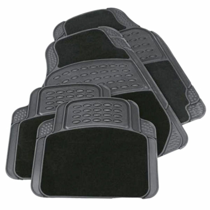 Heavy Duty Rubber & Carpet Floor Mats Set  Universal Fit