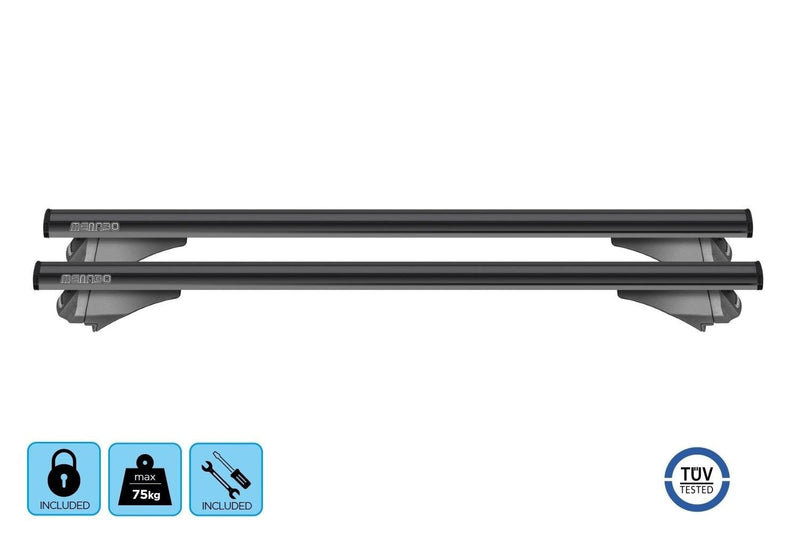 Menabo Leopard Black Roof Bars fits Audi A6 Avant C6 2005-2011 Estate 5D w Flush Rails - Menabo - My Roof Bars