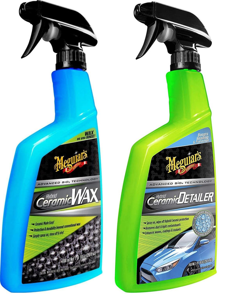 Meguiar's Hybrid Ceramic Detailer & Ceramic Spray Wax 768ml Car Care Bundle