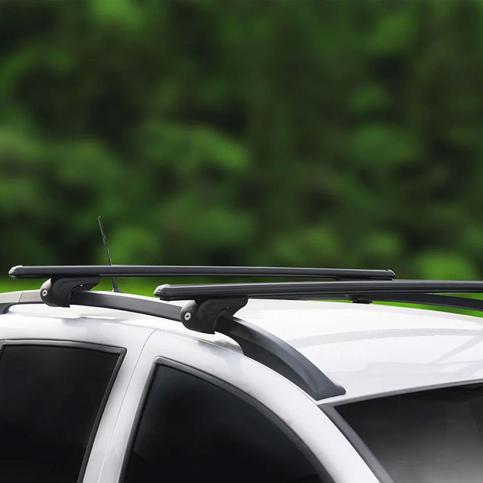 Roof Bars Rack Aluminium Black fits Vauxhall Zafira Life 2019- For Raised Rails - Summit - My Roof Bars