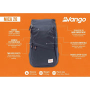 Vango Mica 20 Rucksack 20L Black - Vango - My Roof Bars