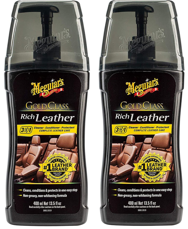 2x Meguiar's G17914EU Gold Class Rich Leather Cleaner and Conditioner 400ml - Meguiar's - My Roof Bars