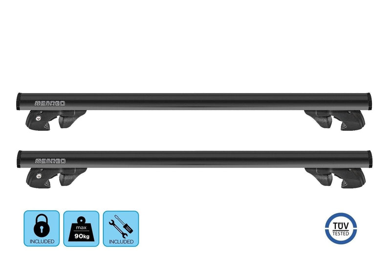 Menabo Jackson Black Roof Bars fits BMW 3 Series Touring E91 2005-2012 Estate 5D w Rails - Menabo - My Roof Bars