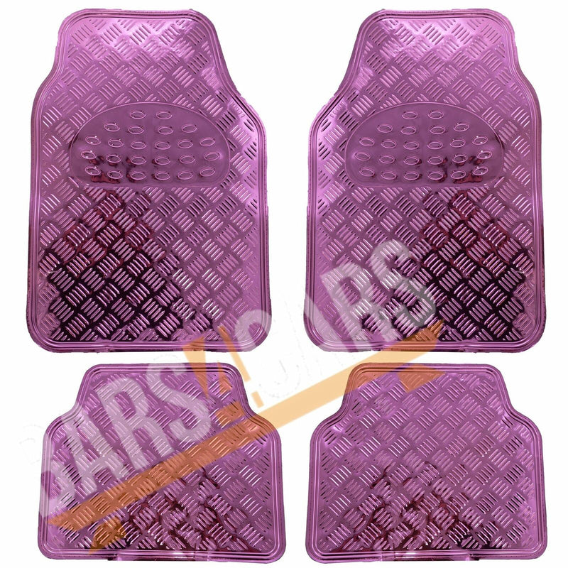 Universal Pink Metallic Streetwize Checker RubberGirls Car Floor Mats Set SWTP6