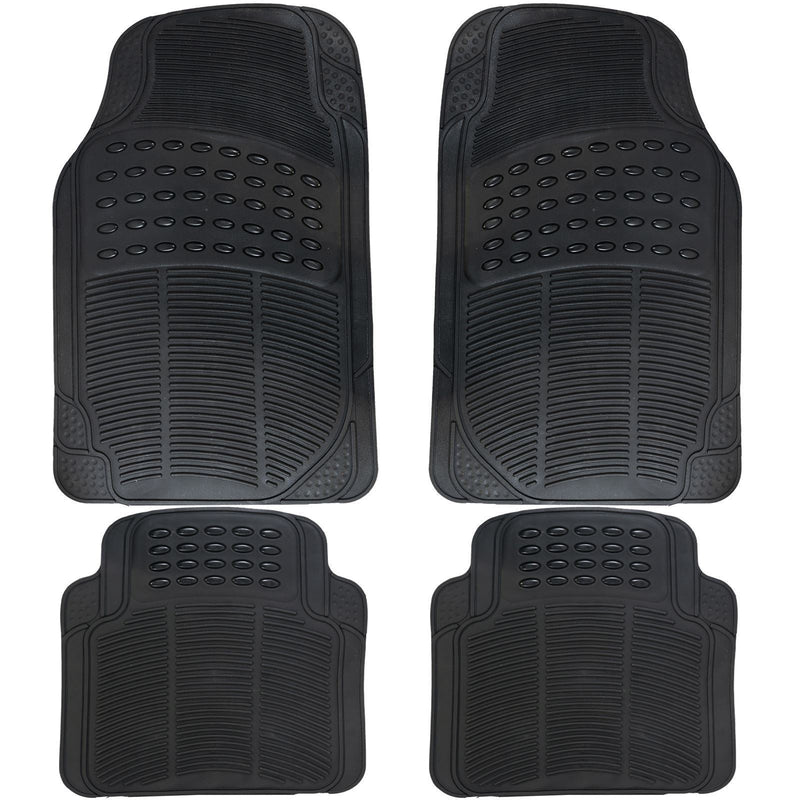 4 Pcs/Set Durable Universal Black Rubber Car Mat Set Non Slip Grip Van Mats