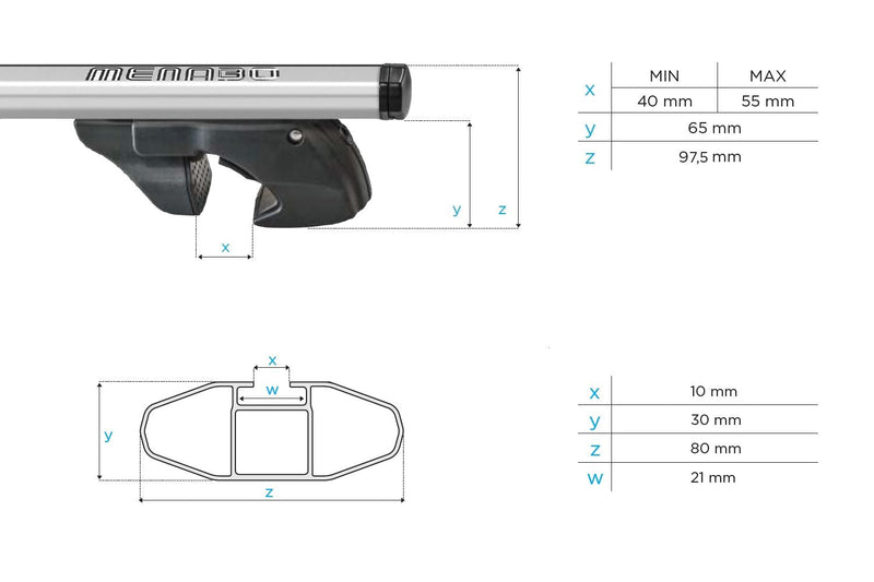 Menabo Jackson Black Roof Bars fits Suzuki Grand Vitara GT 1998-2004 SUV 5D w Raised Rails - Menabo - My Roof Bars