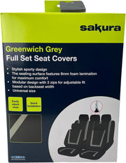 Sakura Greenwich Grey and Black Full Front Rear Seat Covers Set - Sakura - My Roof Bars
