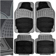 4 PCS Car Mats Rubber & Carpet Black Universal Fit Heavy Duty Non Slip - Sakura - My Roof Bars