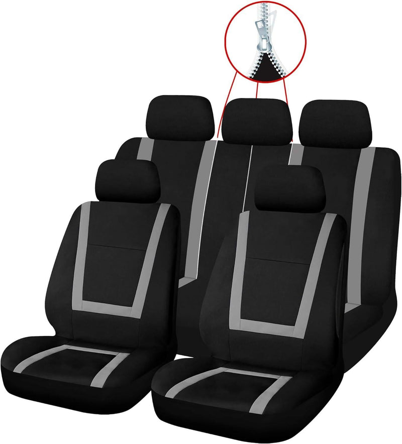 Sakura Greenwich Seat Cover Front & Rear Set Grey 7 Piece with Zip