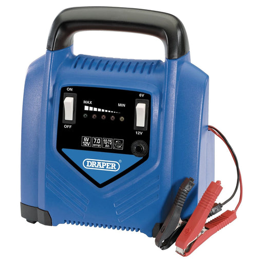 Draper 6V/12V Battery Charger, 7.0A, 10-75Ah 53164 - Draper - My Roof Bars