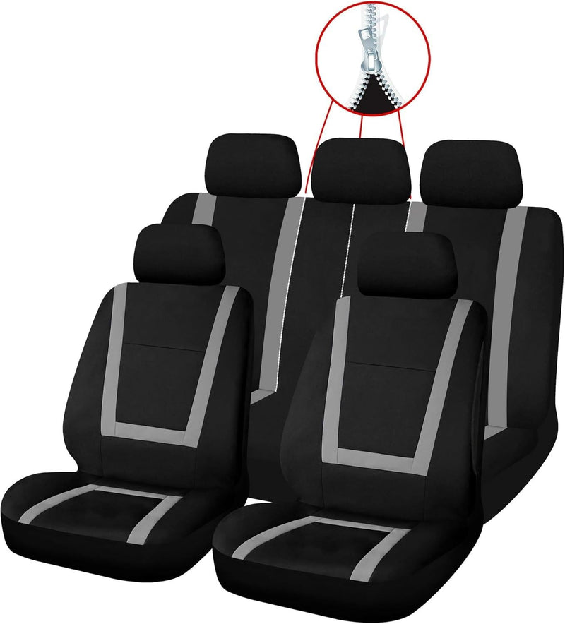 Sakura Greenwich Grey and Black Full Front Rear Seat Covers Set