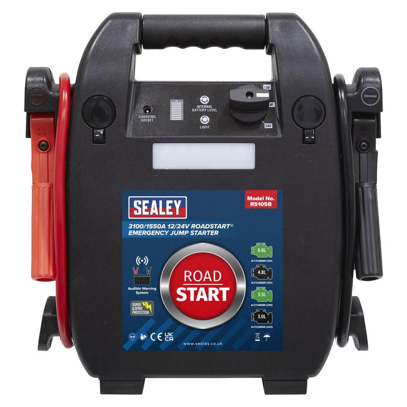 Sealey RoadStartï Emergency Jump Starter 12/24V 6L 8-Cylinder RS105B - Sealey - My Roof Bars