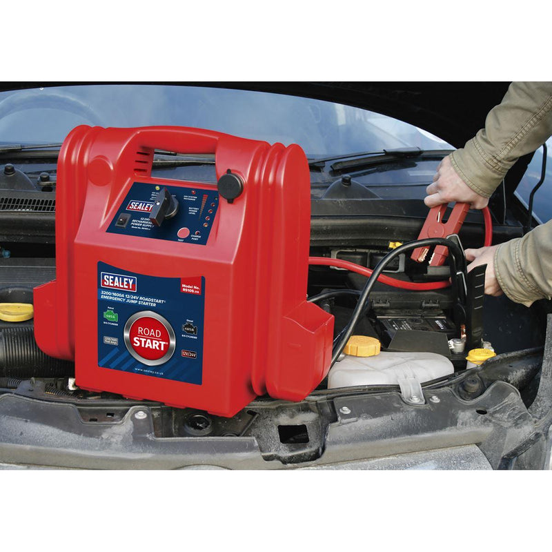 Sealey RoadStartï Emergency Jump Starter 12/24V 3200/1600 Peak Amps RS105 - Sealey - My Roof Bars