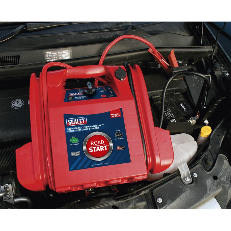 Sealey RoadStartï Emergency Jump Starter 12/24V 3200/1600 Peak Amps RS105 - Sealey - My Roof Bars