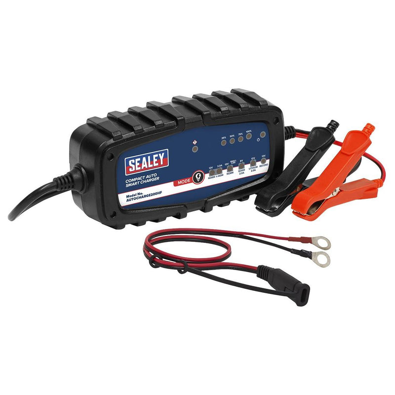 Sealey Compact Auto Smart Charger & Maintainer 2A 6/12V AUTOCHARGE200HF - Sealey - My Roof Bars