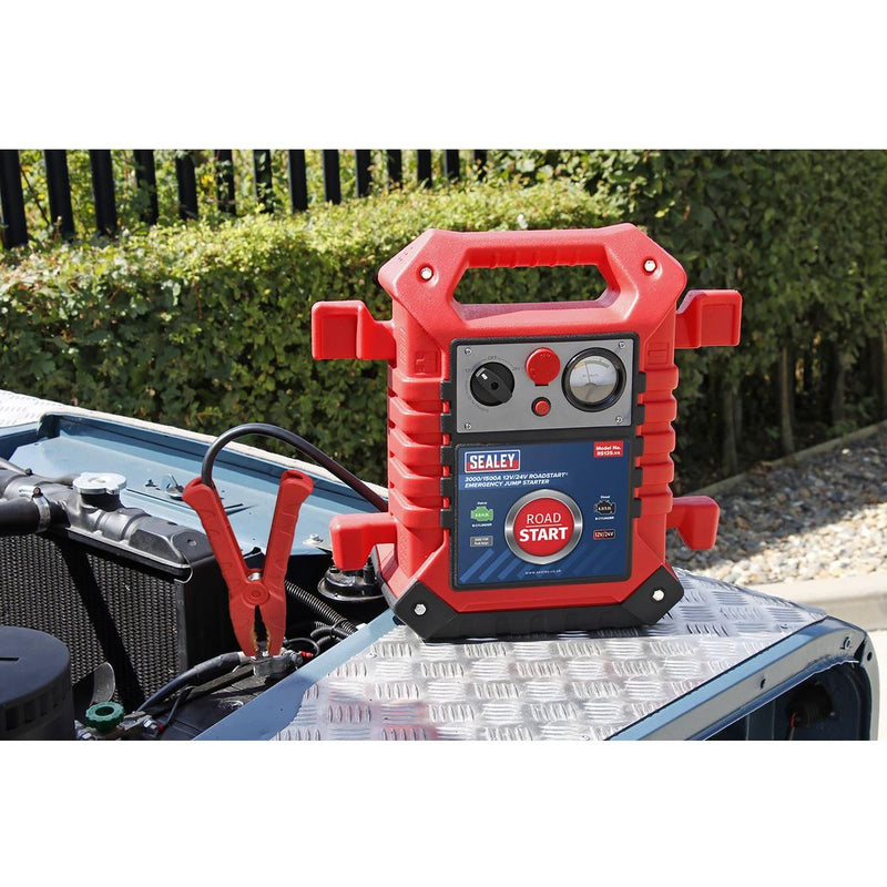 Sealey RoadStart Emergency Jump Starter 12/24V 3000/1500 Peak Amps RS125 - Sealey - My Roof Bars