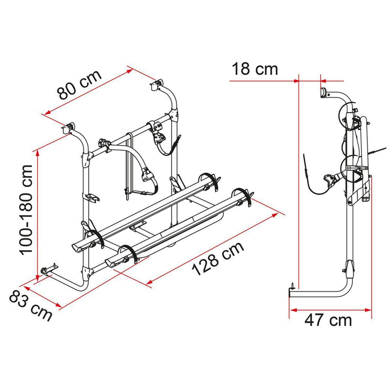 CARRY-BIKE CARAVAN UNIVERSAL 2 Bike Carrier 35 kg Caravan / Motorhome - Fiamma - My Roof Bars