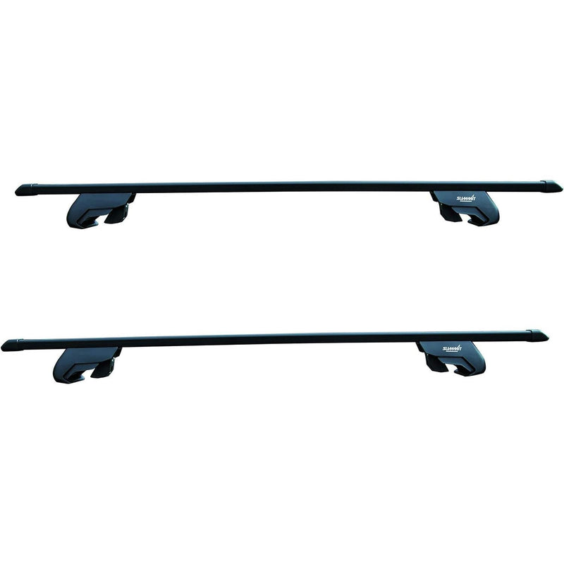 Summit SUP-815 Premium Railing Roof Bar for Cars with Raised Running Rails, Black Steel, Set of 2