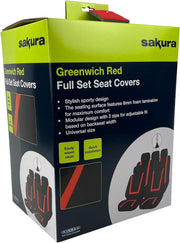 Sakura Greenwich Red and Black Full Front Rear Seat Covers Set - Sakura - My Roof Bars