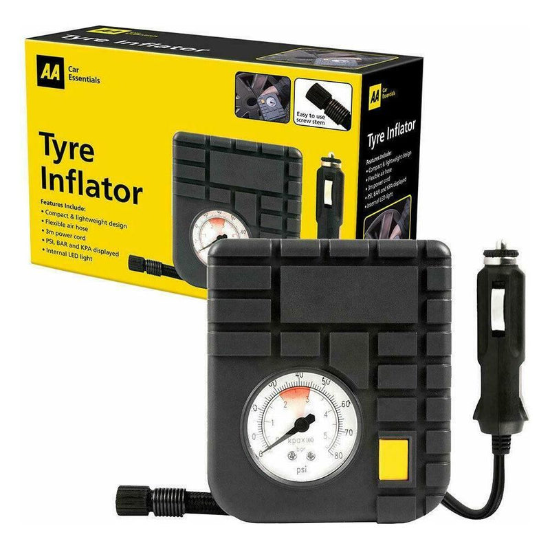AA 12V Car Tyre Air Compressor Inflator LED Pump Pressure Gauge Cigarette Socket - AA - My Roof Bars