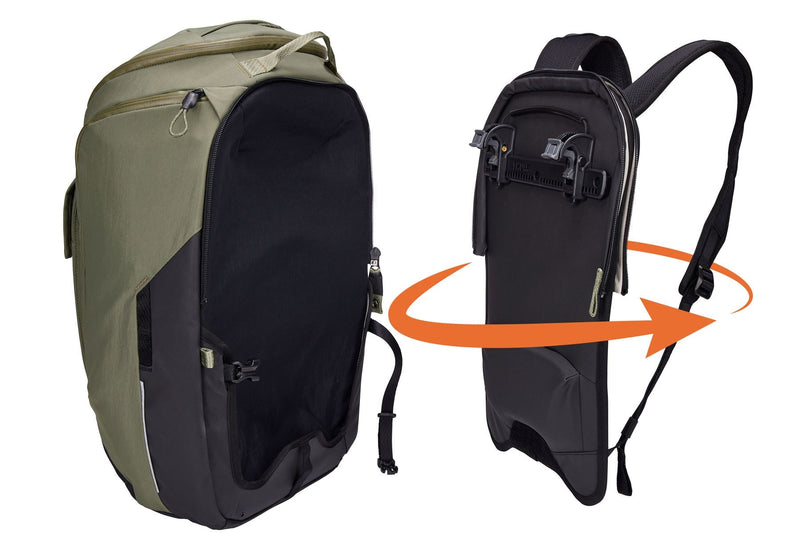Thule Paramount hybrid bike pannier and backpack 26L green
