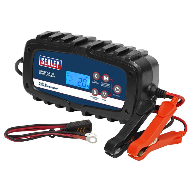 Sealey Compact Auto Smart Charger & Maintainer 6.5A 6/12V AUTOCHARGE650HF - Sealey - My Roof Bars