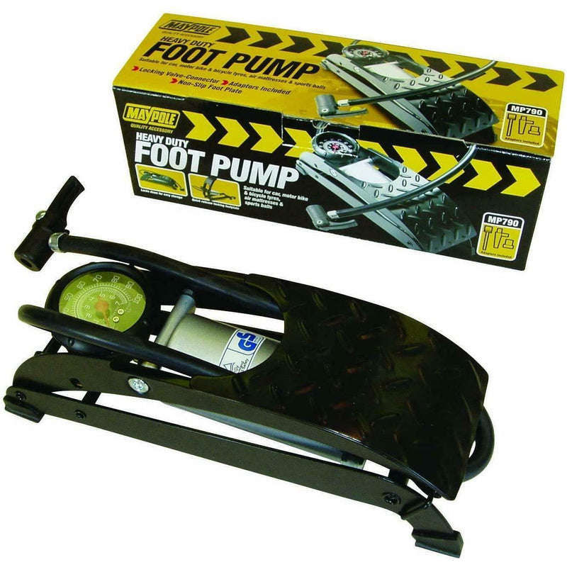 Maypole Heavy Duty Single Gauge Compact Foot Pump For Car Bycycle Tyres MP790 - Maypole - My Roof Bars