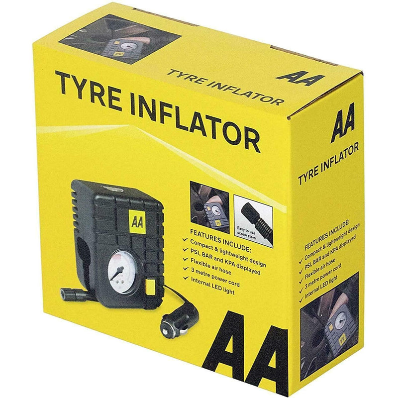 AA 12V Car Tyre Air Compressor Inflator LED Pump Pressure Gauge Cigarette Socket - AA - My Roof Bars