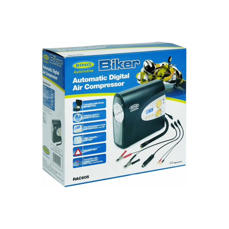 Ring Automotive - RAC605 Automatic Digital Motorbike Tyre Inflator with Motorcyc - Ring Automotive - My Roof Bars