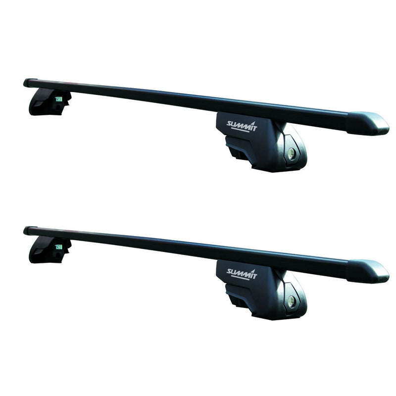Summit SUP-830 Premium Railing Roof Bar for Cars with Raised Running Rails, Black Steel, Set of 2