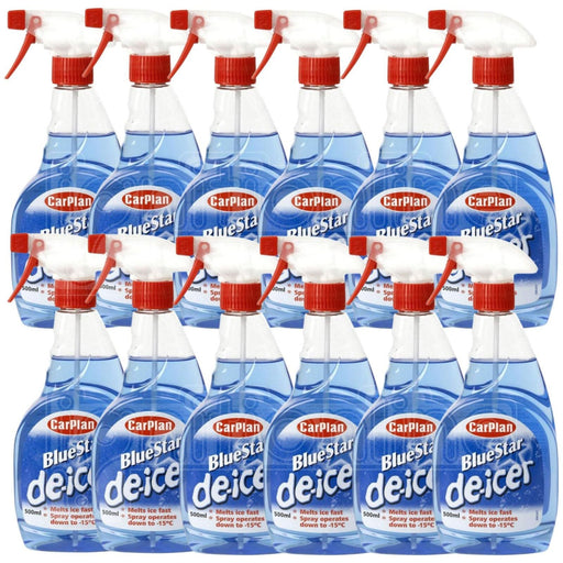 12x CarPlan Blue Star De Icer De-Icer Trigger Spray Winter Car 500ml - CarPlan - My Roof Bars