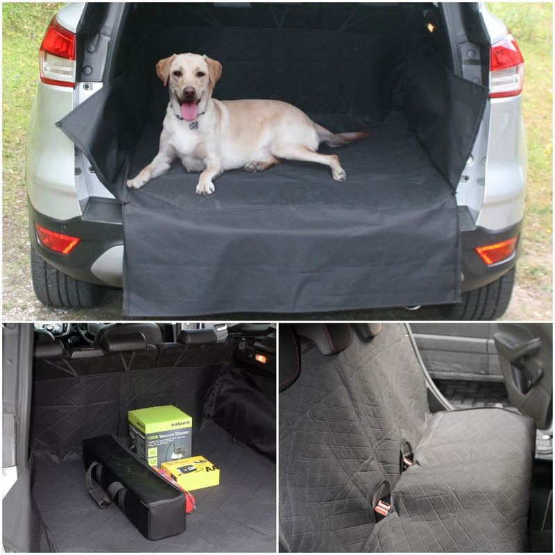 Padded Quilted Rear Car Seat Cover & Boot Liner Dog Pet Universal Fit