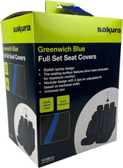Sakura Greenwich Blue and Black Full Front Rear Seat Covers Set - Sakura - My Roof Bars