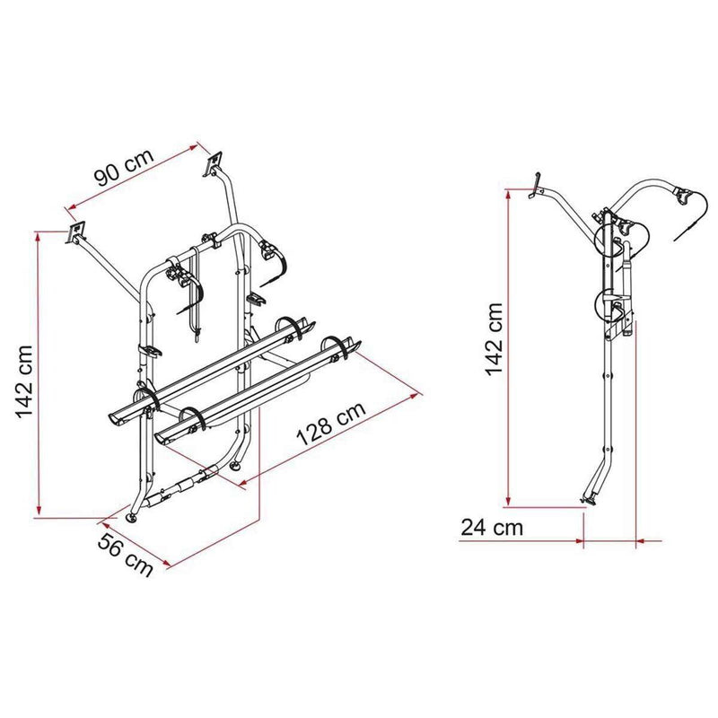 Fiamma Carry-Bike 2 x Bike Carrier for VW T6 Aluminium (02096-20-) Restyled 2023 model - Fiamma - My Roof Bars