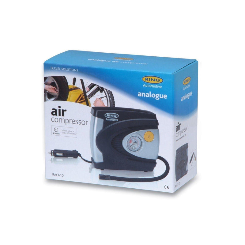 New Ring Rac610 12V Analogue Air Compressor Wheel Tyre Inflator Pump Psi & Bar