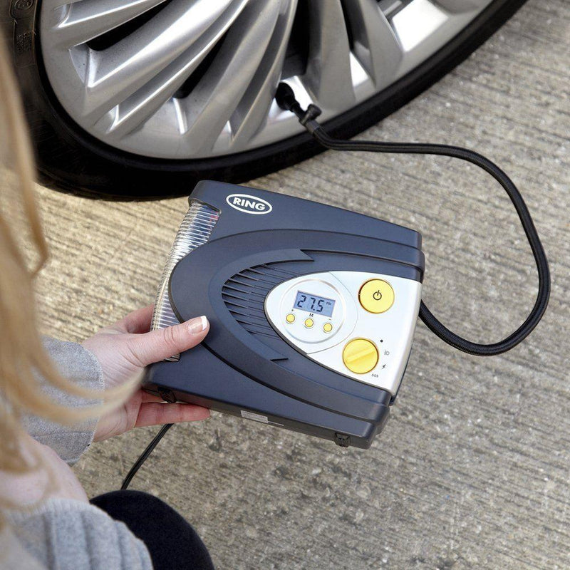 Ring RAC630 12V Digital Air Compressor Wheel Tyre Inflator Pump Psi & Bar + Case