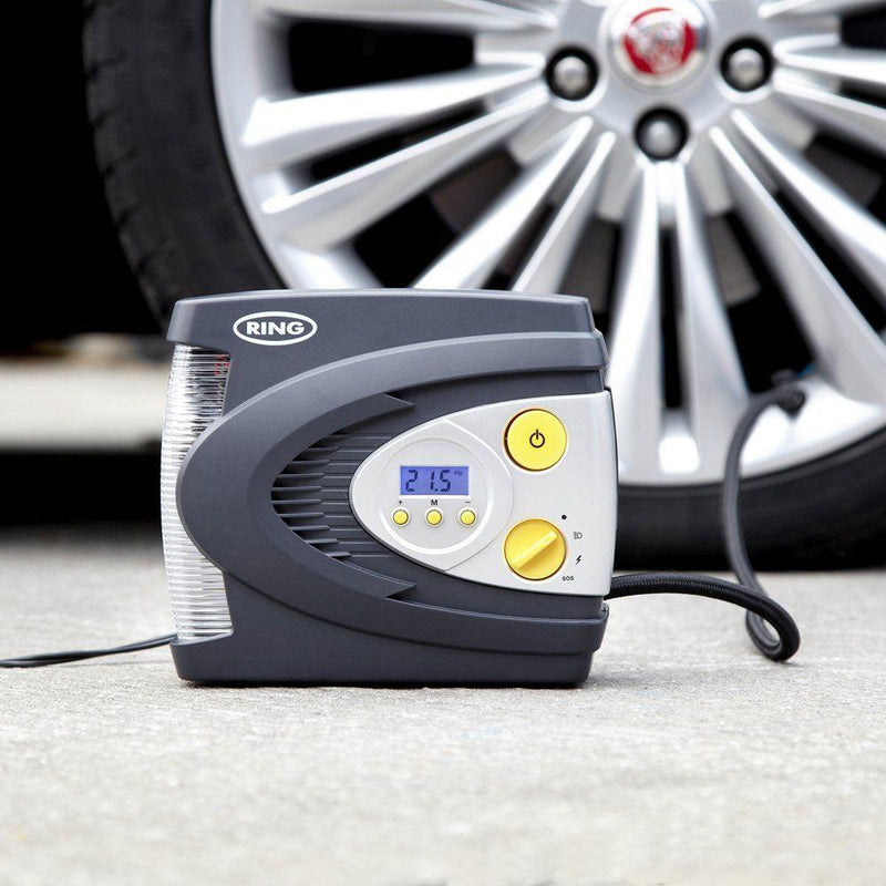 Ring RAC630 12V Digital Air Compressor Wheel Tyre Inflator Pump Psi & Bar + Case - ukcampingandleisure - My Roof Bars