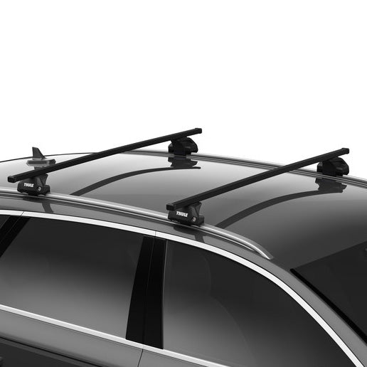 Thule SquareBar Evo Roof Bars Black fits Mitsubishi L200 Double Cab 2015-2023 4 doors with Raised Rails and flush rail foot - Thule - My Roof Bars