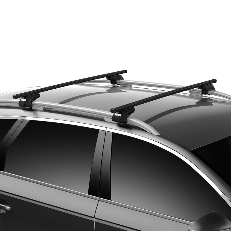Thule SquareBar Evo Roof Bars Black fits Mazda 626 1988-1997 5 doors with Raised Rails - Thule - My Roof Bars