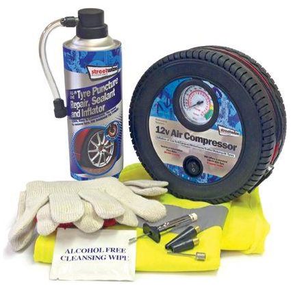 Streetwize Tyre Sealer Kit With 12V Air Compressor Roadside Repair Kit SWCHEM9