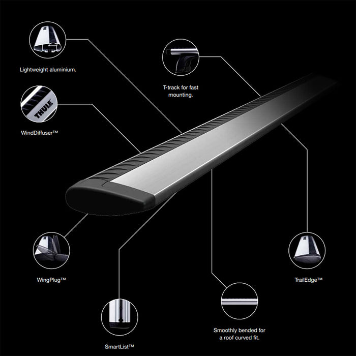 Thule WingBar Evo Roof Bars Black fits Volkswagen UP! 2012- 5 doors with Normal Roof - Thule - My Roof Bars
